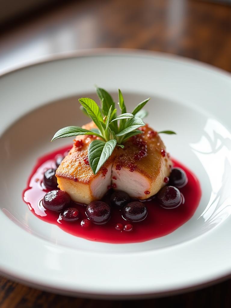 Plat gastronomique en cours de dressage